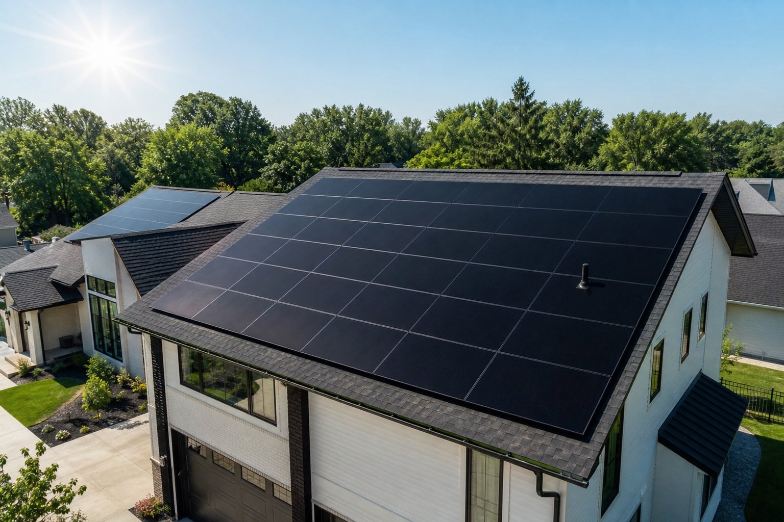 Solar upgrade — rooftop solar panel installation on a suburban home